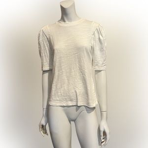 Frame Jeans Off White Cream Ivory Puff Sleeve Knit Tee Shirt Top Size S/P
